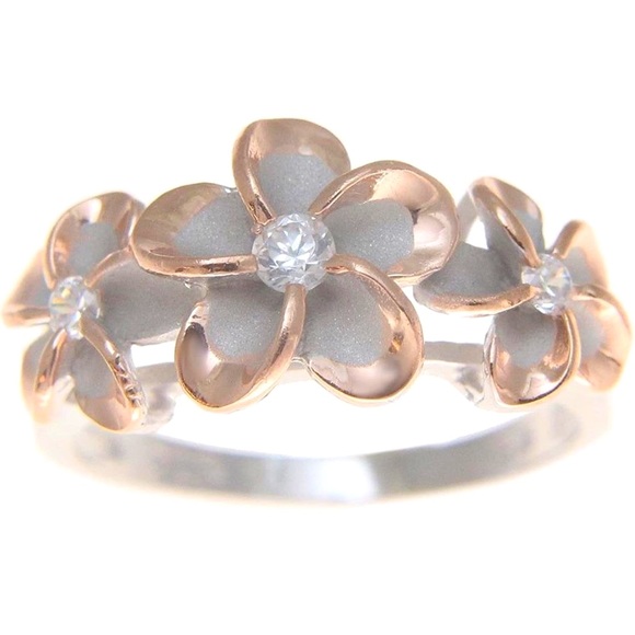 Sterling Silver Hawaiian Plumeria Flower Ring - Picture 3 of 3